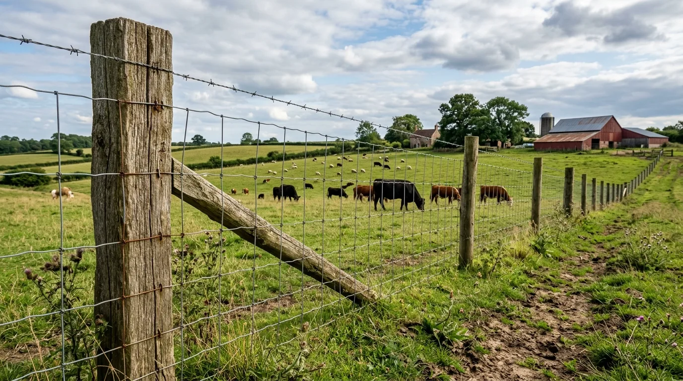 Tall Wooden Posts With Horizontal Wire Panels